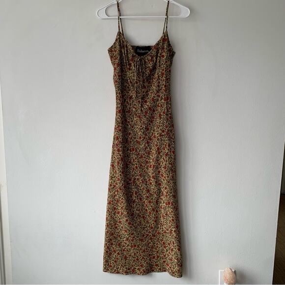 Realisation Alba Silk Floral Spaghetti Strap Midi Slip Dress Dahlia Tan - Picture 6 of 13